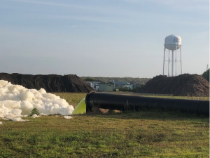 Piney Point effluent discharge. Photo: Libby Carnahan, Florida Sea Grant.